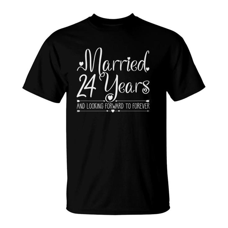 Married 24 Years Wedding Anniversary Gift For Her & Couples T-Shirt