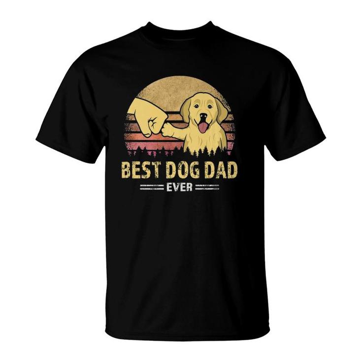 Mens Best Dog Dad Ever Golden Retriever Retro Puppy Lover Design  T-Shirt