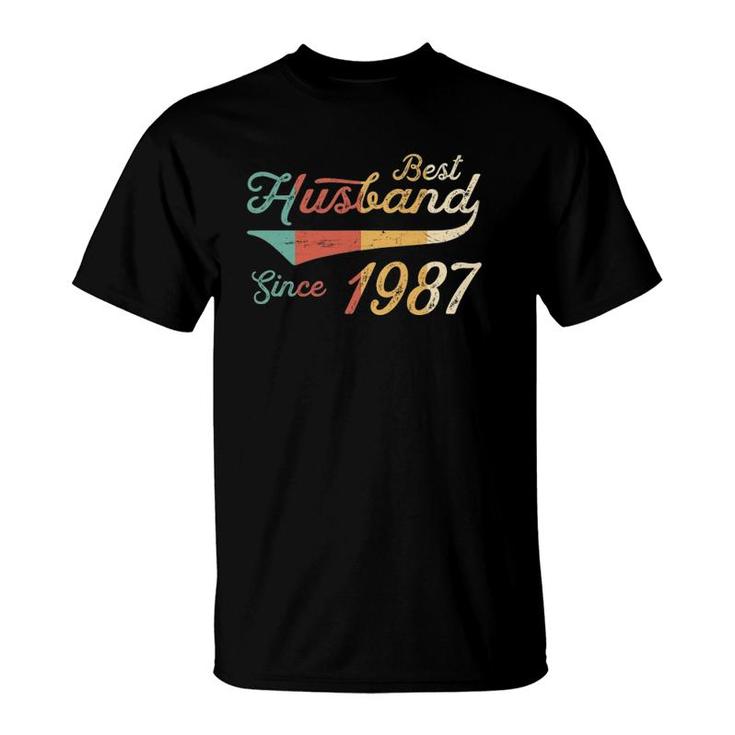 Mens Best Husband Since 1987 - 35 Years Wedding Anniversary T-Shirt