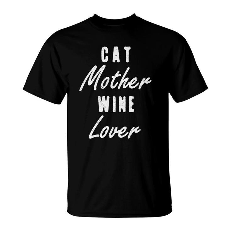 Mens Cat Mother Wine Lover Alcohol Vintage Funny Tee Gifts T-Shirt