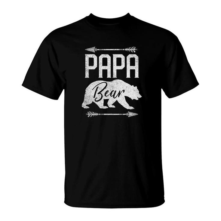 Mens Christmas Gift For Men Papa Bear Funny Dad Arrow T-Shirt