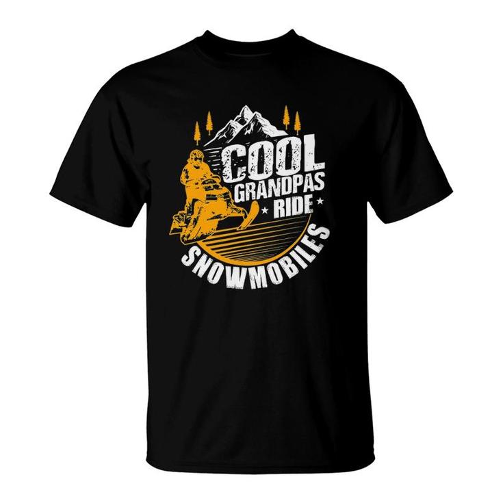 Mens Cool Grandpas Ride Snowmobiles Gift Funny Snowmobile T-Shirt