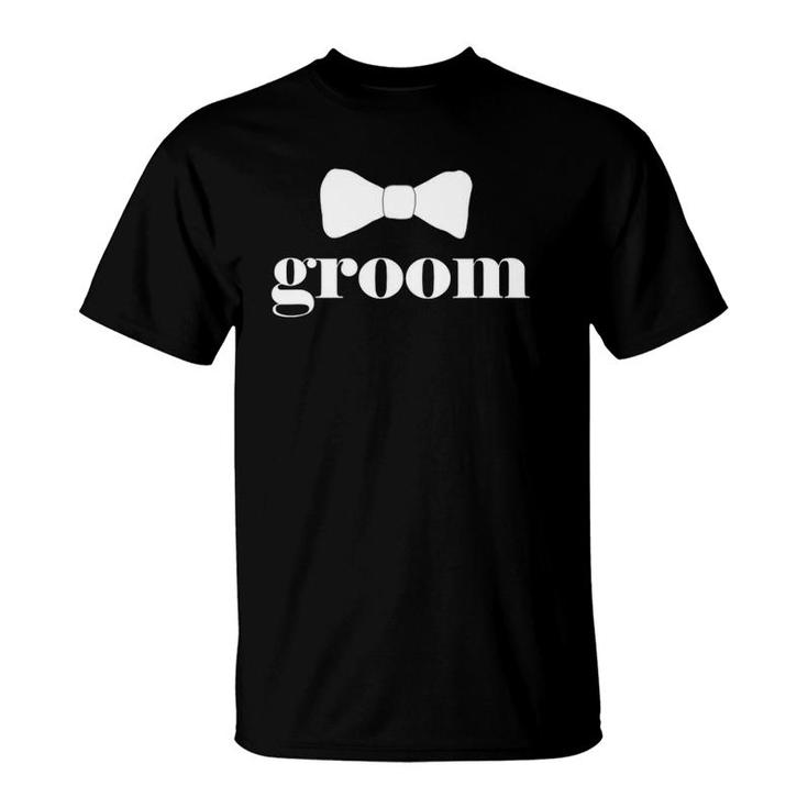 Mens Funny Groom Bow Tie Bachelor Party Outfit Cool Wedding Gift T-Shirt