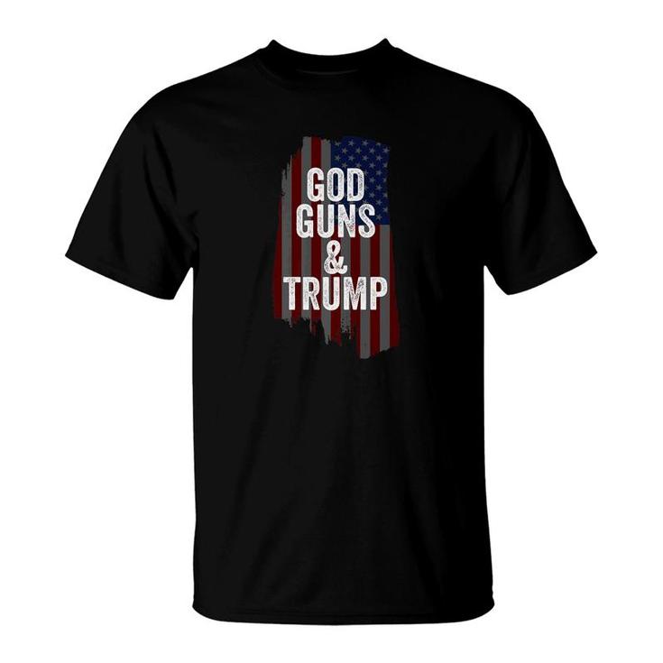 Mens God Guns President Trump Proud American Flag Republican Premium T-Shirt