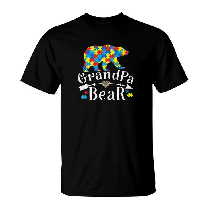 Mens Grandpa Bear Autism Awareness Autism Daddaddy Tee T-Shirt