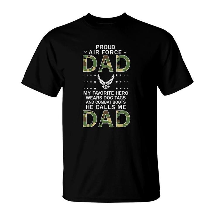 Mens My Favorite Hero Wears Combat Boots Proud Air Force Dad T-Shirt