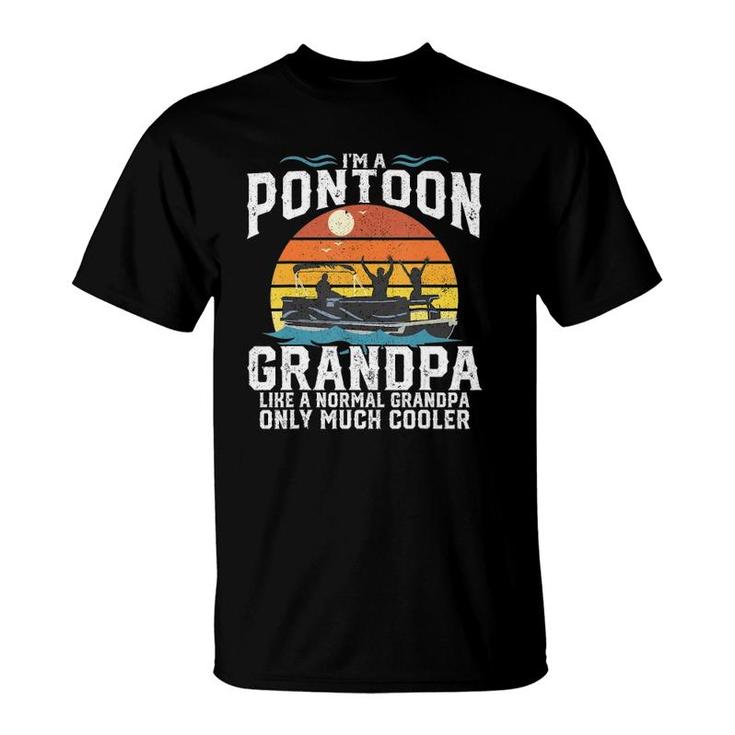 Mens Pontoon Grandpa Captain Retro Funny Boating Fathers Day Gift T-Shirt