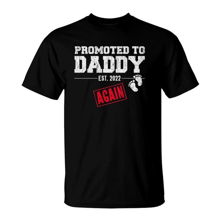 Mens Promoted To Daddy Again 2022 Dad Pregnancy Announcement T-Shirt