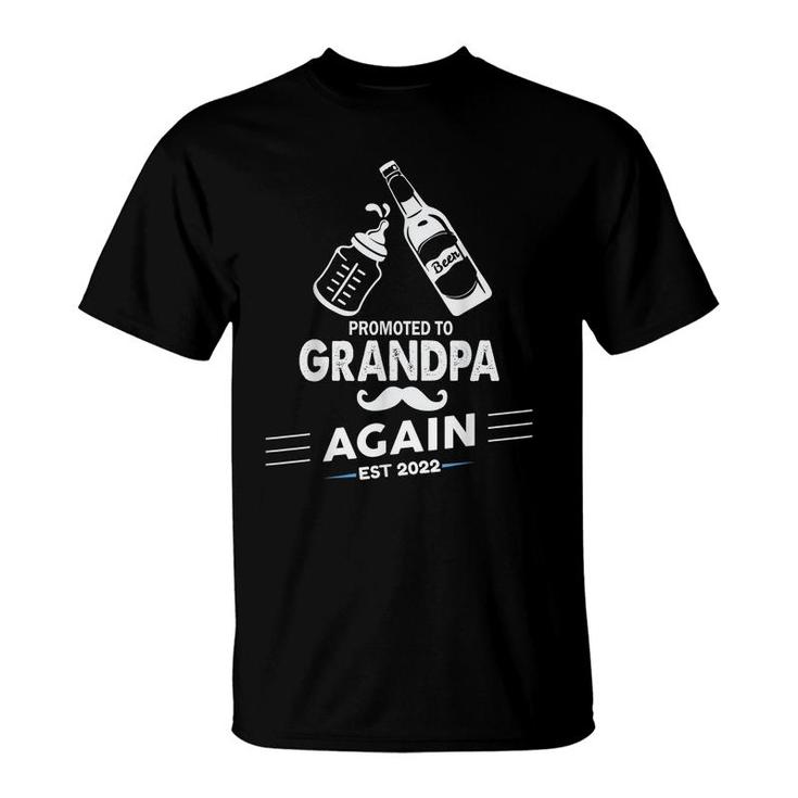 Mens Promoted To Grandpa Again 2022 Baby Pregnancy Announcement  T-Shirt