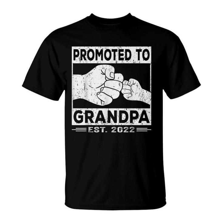 Mens Promoted To Grandpa Est 2022 Funny New First Grandfather T-Shirt