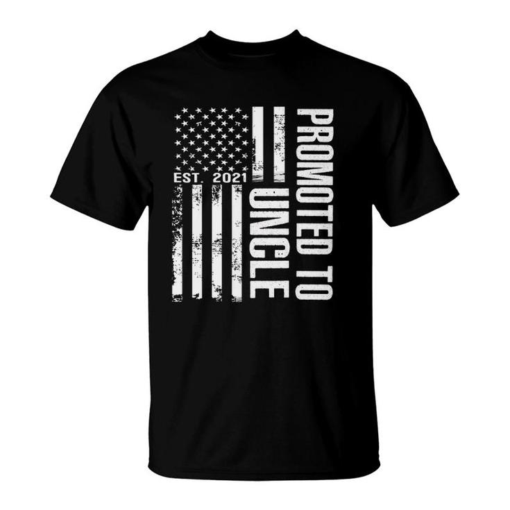 Mens Promoted To Uncle 2021 American Flag Cool S Fathers Day T-Shirt