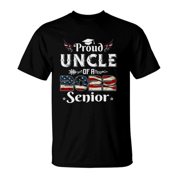 Mens Proud Uncle Of A 2022 Senior School Graduation Usa Flag T-Shirt