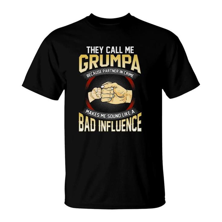 Mens They Call Me Grumpa Because Partner In Crime Fathers Day T-Shirt