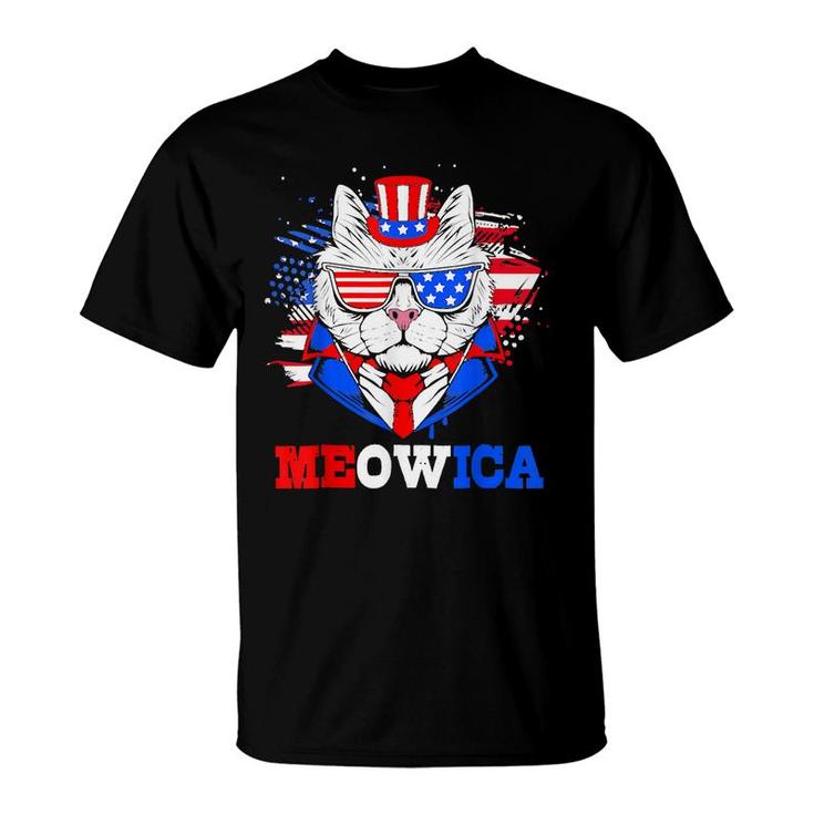 Meowica Patriotic Cat 4Th Of July Independent Day  T-Shirt