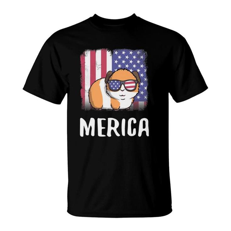 Merica Guinea Pig Usa American Flag 4Th Of July Cute T-Shirt