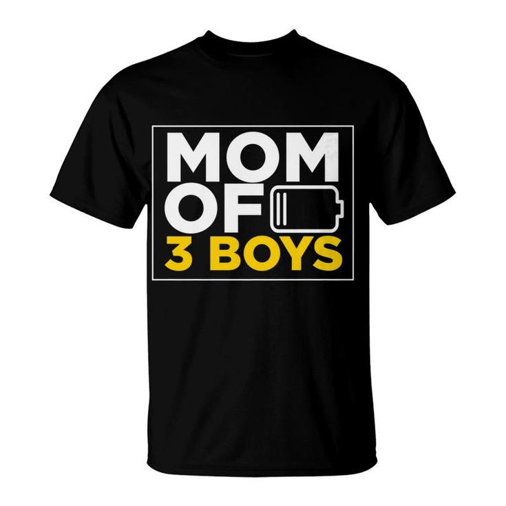 Mom Of 3 Boys Christmas Gift From Son For Women Mommy T-Shirt