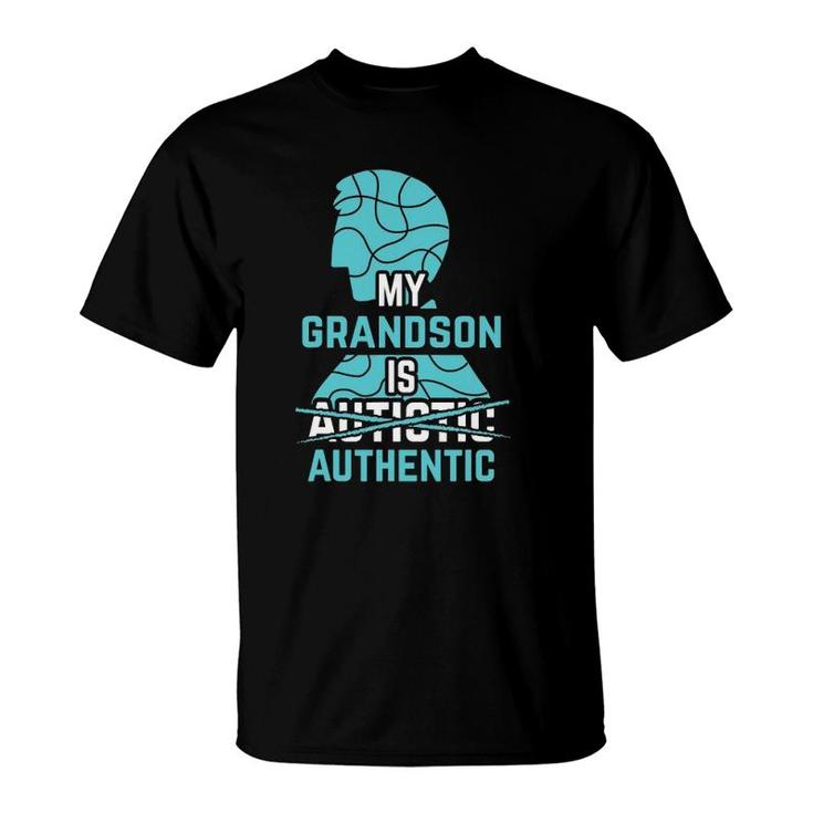 My Grandson Is Authentic Autism Awareness Autistic Spectrum T-Shirt