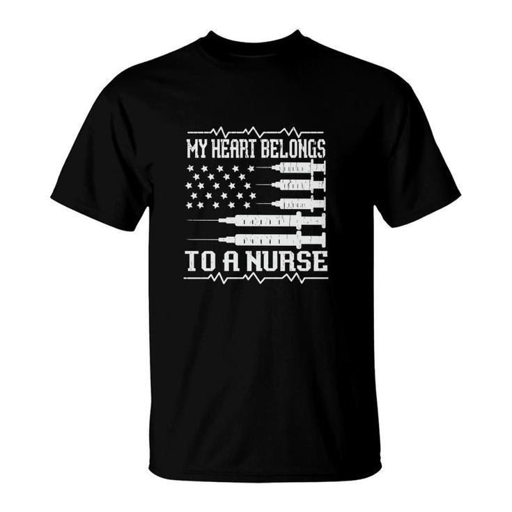 My Heart Belongs In To A Nurse Graphics New 2022 T-Shirt