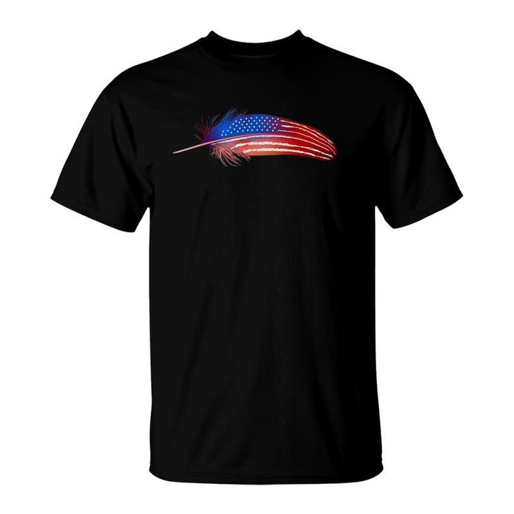 Native American Veteran Flag Day Feather For July 4Th T-Shirt