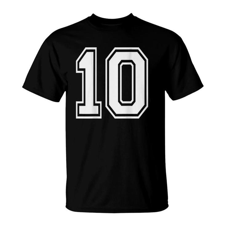 Number 10 Sports Player Number Back Of V2 T-shirt