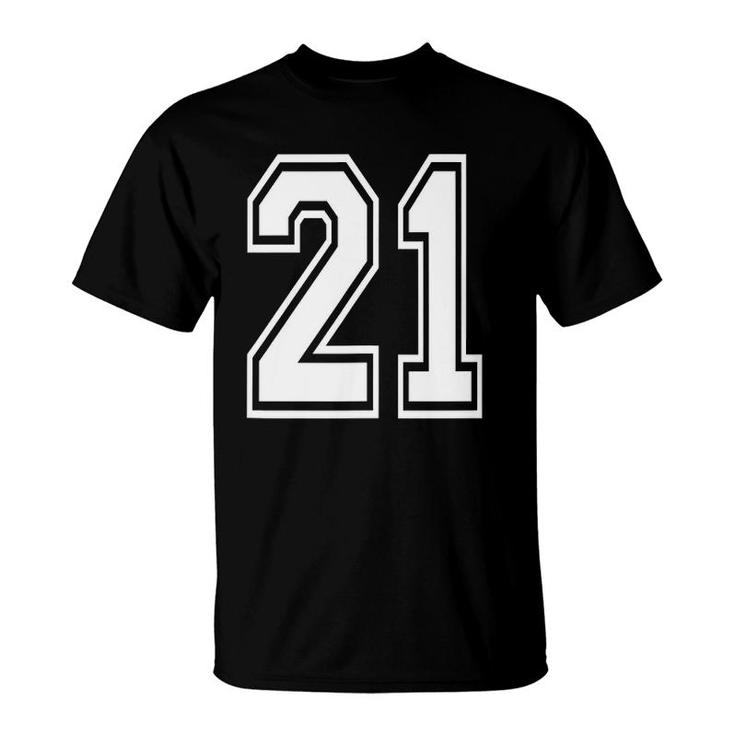 Number 21 21St Birthday Gift Numbered Jersey  T-Shirt