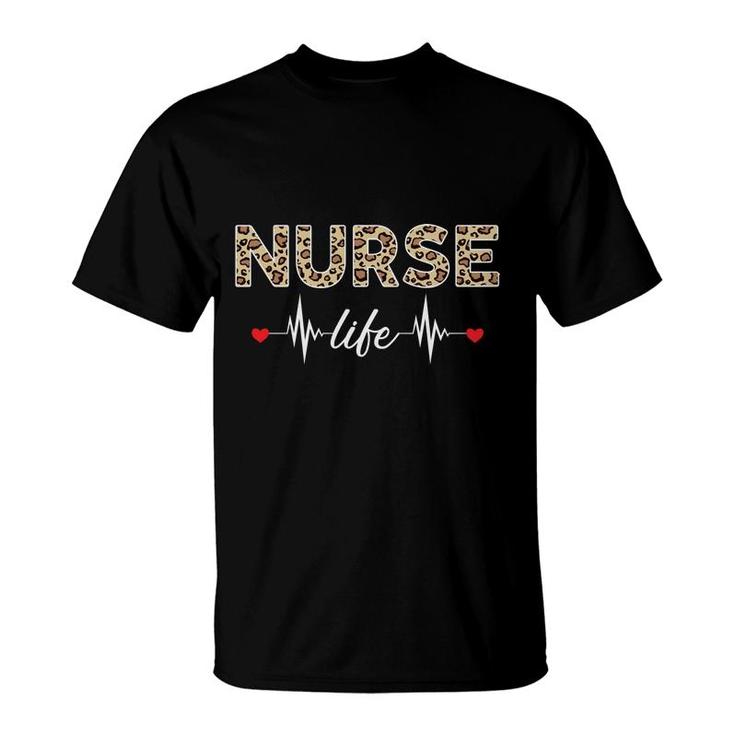 Nurse Life Leopard Nurse Heart Beat Great New 2022 T-Shirt