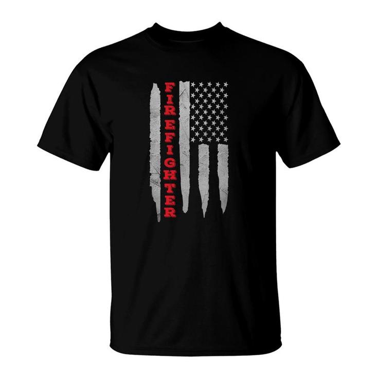 Official Proud About Firefighter Job Usa Flag T-Shirt