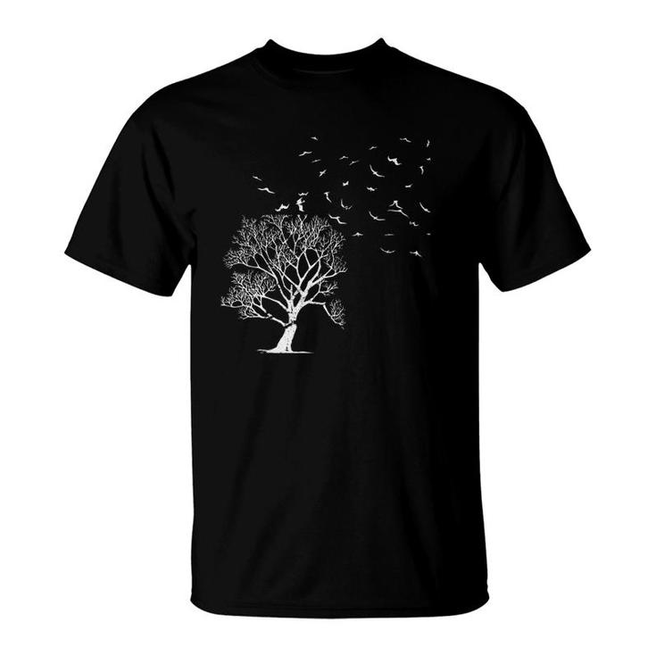 Outdoor Forest Nature Wildlife Flock Of Birds Tree Forest T-Shirt
