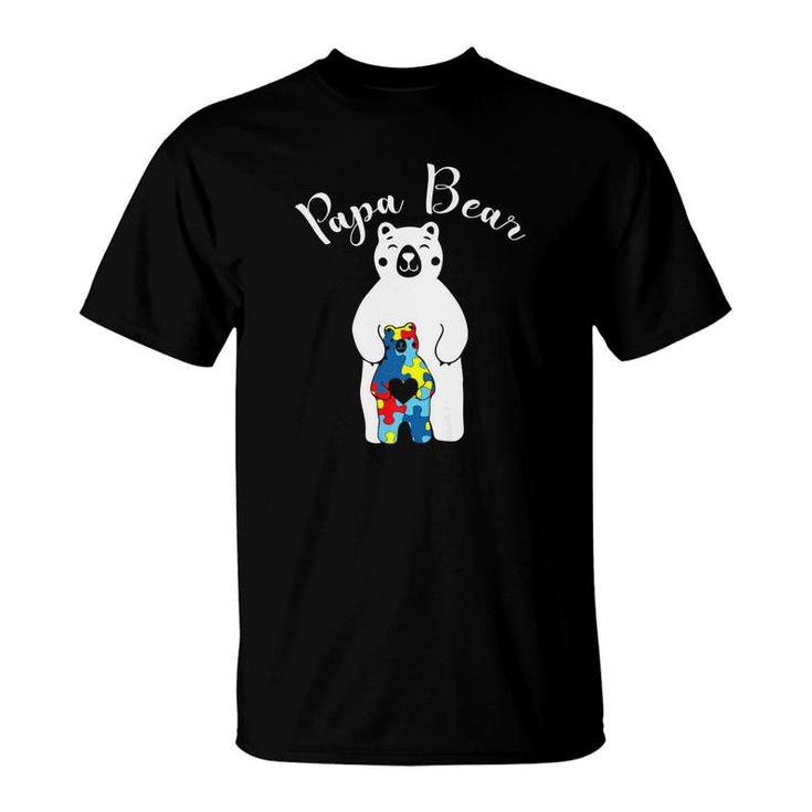 Papa Bear Autism Awareness Gift For Dad Father T-Shirt