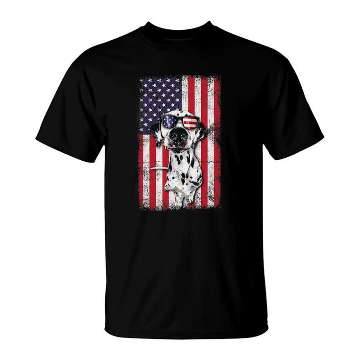 Patriotic Dalmatian 4Th Of July Sunglasses Usa American Flag T-Shirt