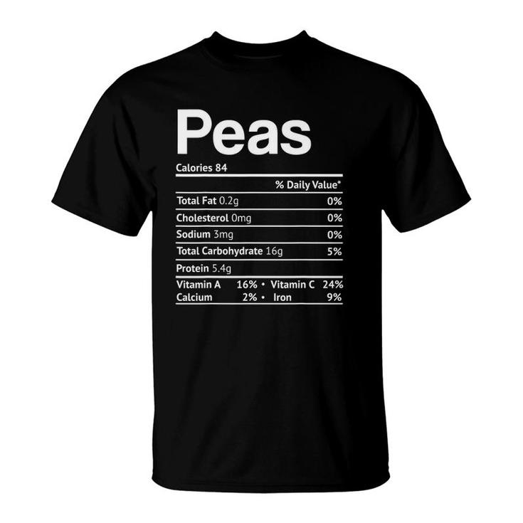 Peas Nutrition Facts Funny Thanksgiving Christmas Food T-Shirt