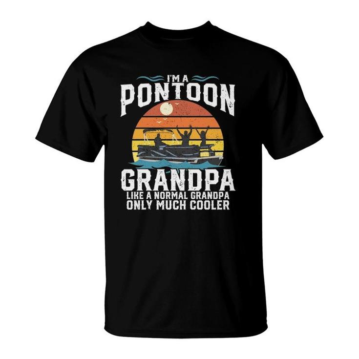 Pontoon Grandpa Captain Retro Funny Boating Fathers Day Gift T-Shirt