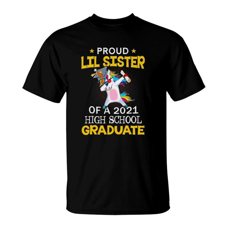 Proud Lil Sister Of A 2021 High School Graduate Unicorn Dab T-Shirt