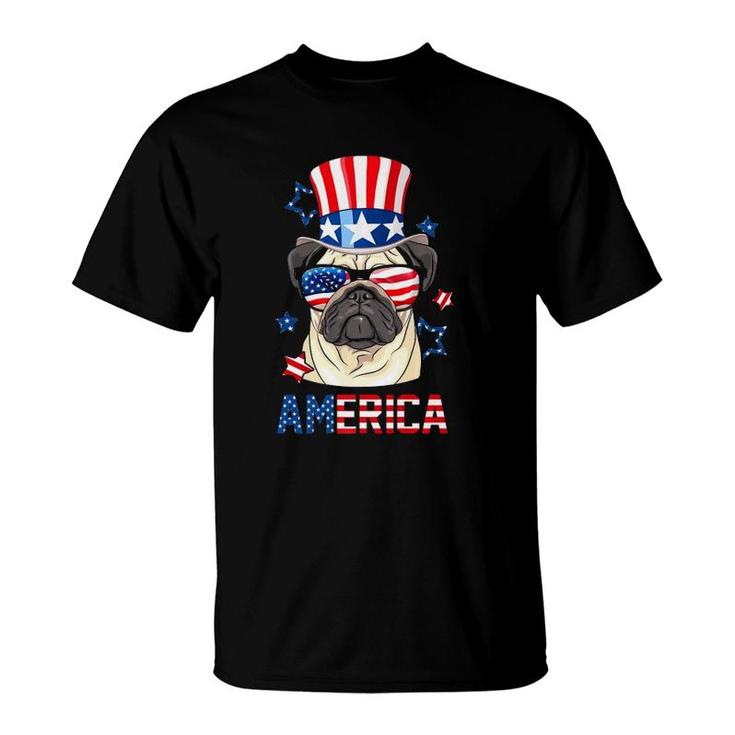 Pug Dog America 4Th Of July Usa Flag Patriotic T-Shirt