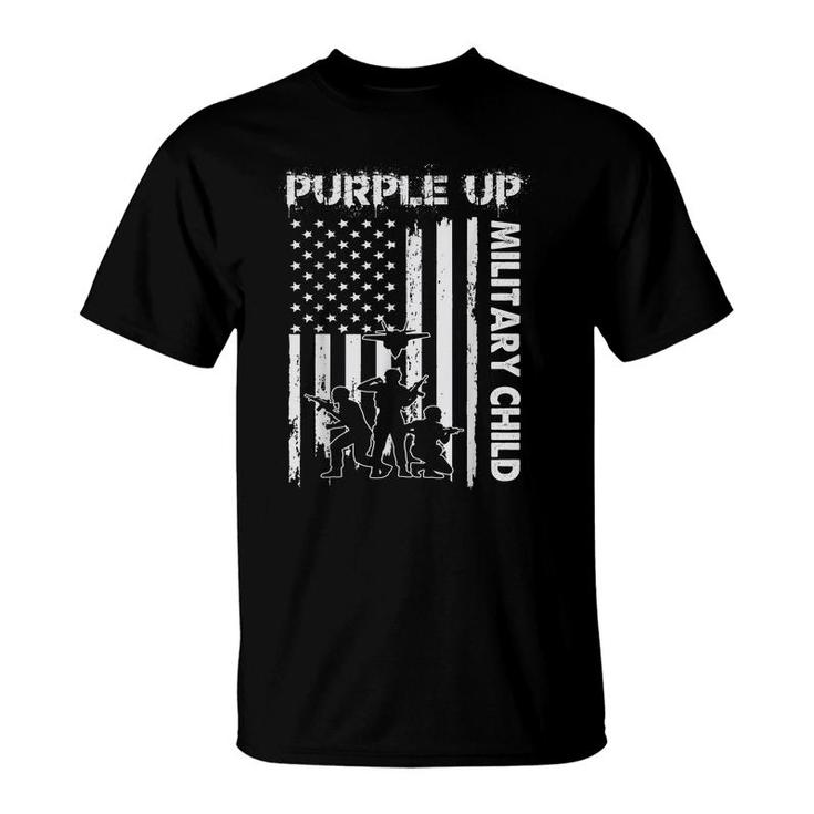 Purple Up For Military Kids Month Of Military Child Flag  T-Shirt