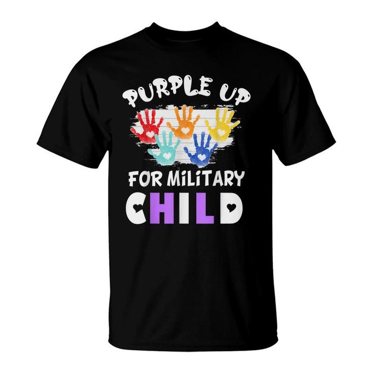 Purple Up For Military Kids Month Of The Military Child Hand  T-Shirt
