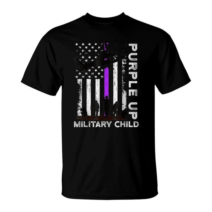 Purple Up Military Kids Military Child Month Us Flag  T-Shirt