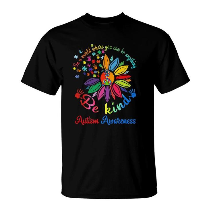 Puzzle Sunflower Be Kind Autism Awareness Mom Support Kids T-Shirt