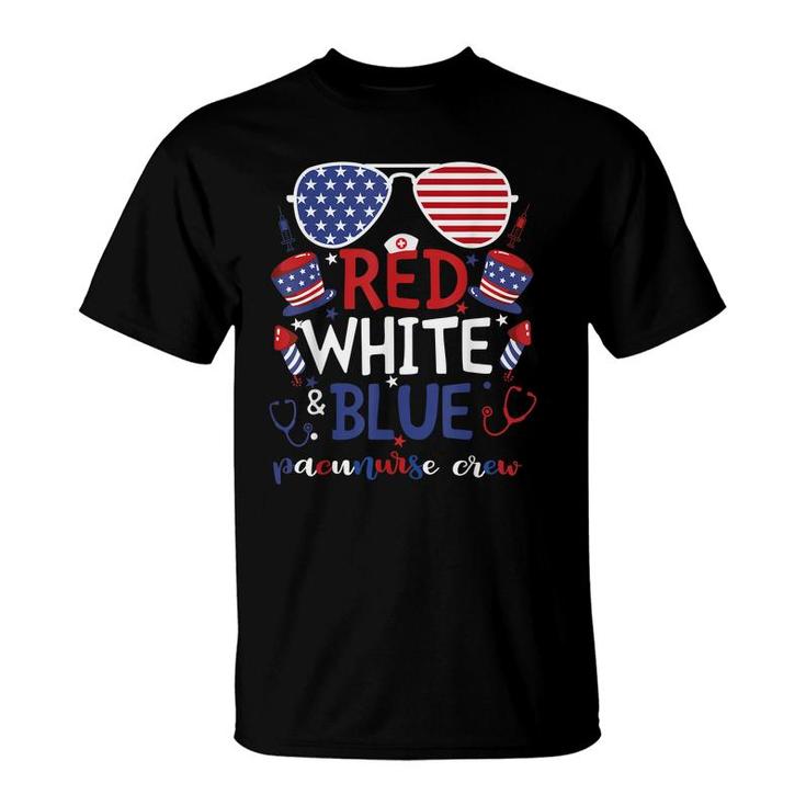 Red White Blue Pacu Nurse Crew Patriotic 4Th Of July Nursing  T-Shirt