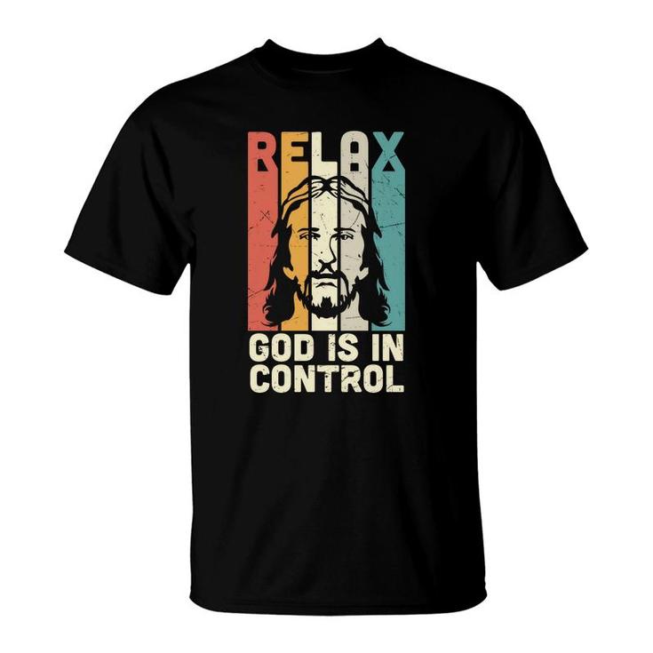 Relax God Is In Control Retro Bible Verse Graphic Christian T-Shirt