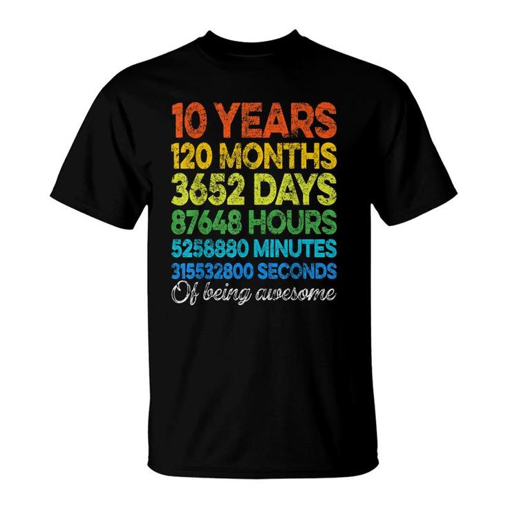 Retro 10Th Birthday 10 Years Of Being Awesome Boys Girls T-Shirt