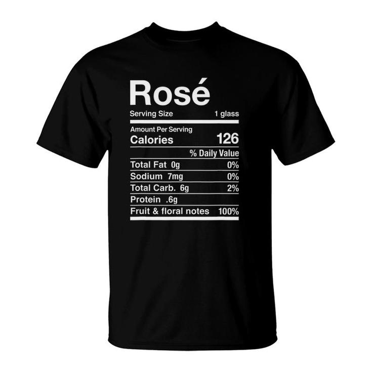 Rose Wine Christmas Nutrition Facts Thanksgiving Matching T-Shirt
