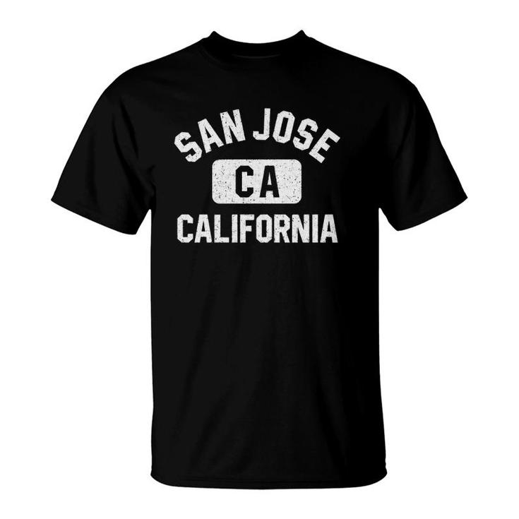 San Jose Ca California Gym Style Distressed White Print  T-Shirt
