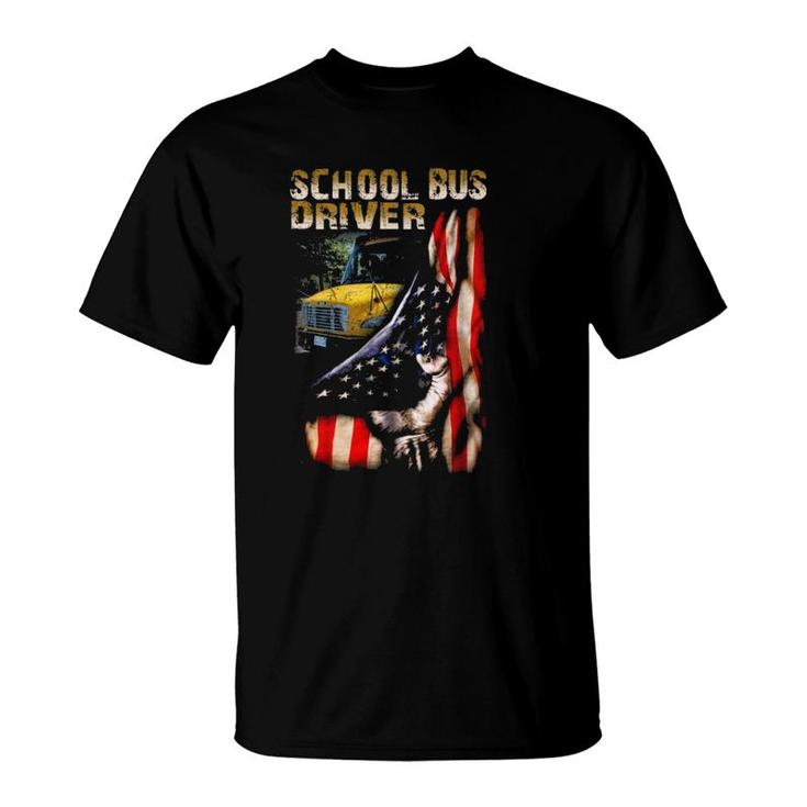 School Bus Driver American Pride Yellow Bus Driver Gift T-Shirt