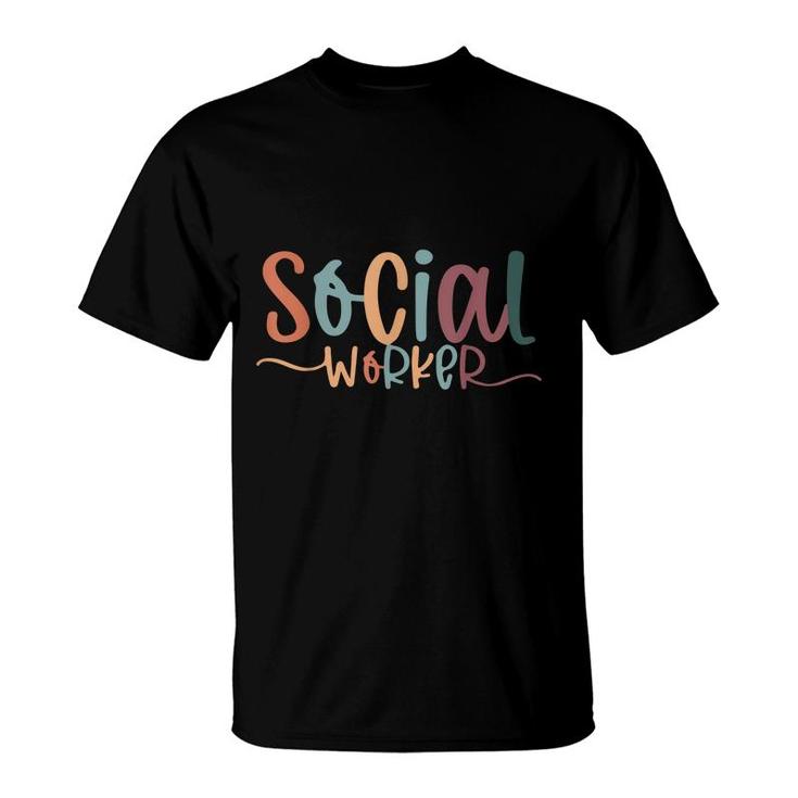 Social Worker Vintage Funny Job Title School Worker  T-Shirt