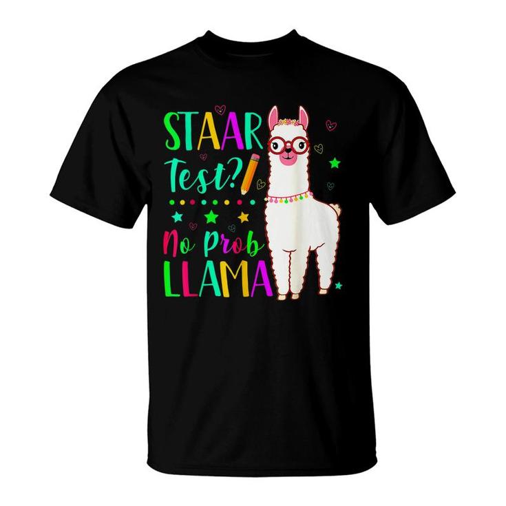 Staar No Prob Llama Funny Teacher Exam Testing Test Day Kids  T-Shirt