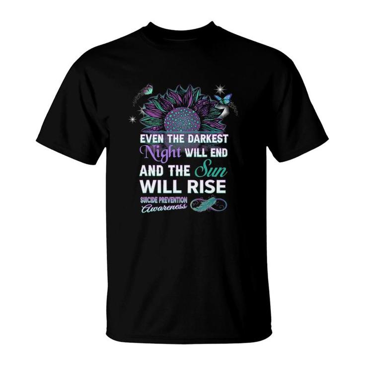Suicide Prevention Awareness Ribbon Gift The Sun Will Rise T-Shirt
