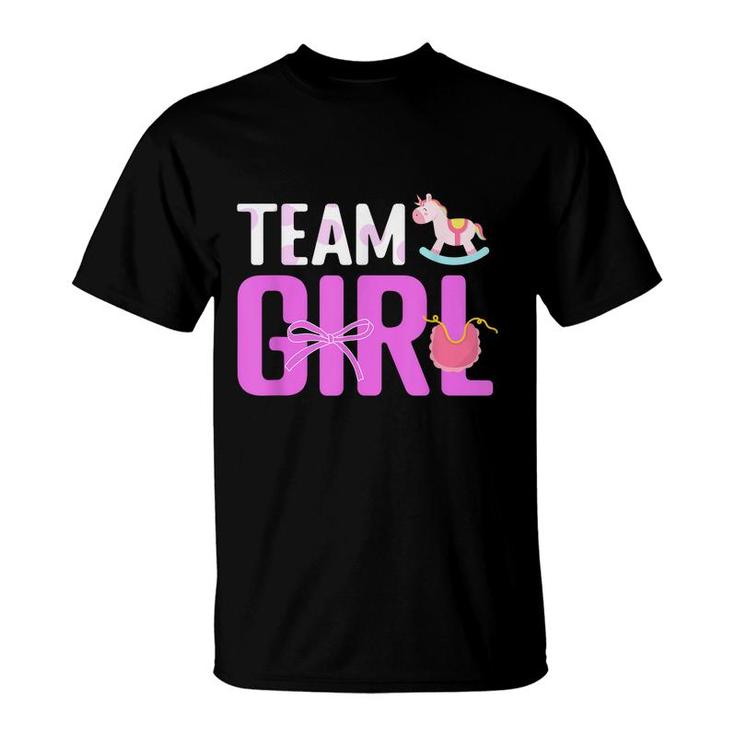 Team Girl Baby Announcement Future Parents Gender Reveal  T-Shirt