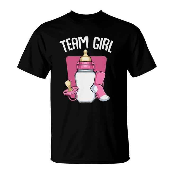 Team Girl Pink Funny Gender Reveal Baby Shower Party Family T-Shirt