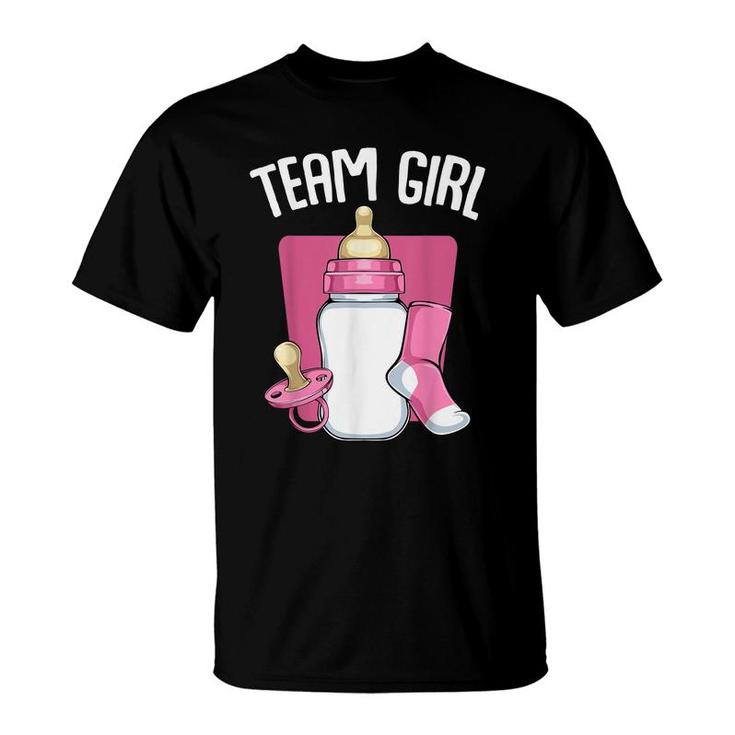 Team Girl Pink Funny Gender Reveal Baby Shower Party Family  T-Shirt